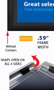 8.5x11 Mitered Corners Snap Frame with .59" Wide Black Sign Frame Profile