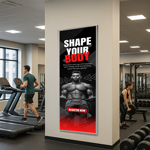 Extra Large Quick Change 36 x 96 Poster Snap Frames with 1 1/4" Mitered Corners, 9 Aluminum Finishes