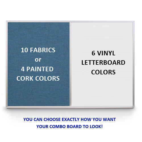 96" x 48" LETTER BOARD CORK BULLETIN COMBO BOARD