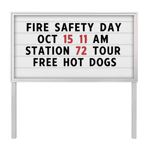 Freestanding Value Line Outdoor 96x48 Readerboard Marquee Sign with Posts | Single Sided Changeable Letter Board