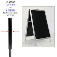 YOU CHOOSE! 1 BOLD 2.5 WIDE A-FRAME 18x24 for SINGLED SIDED VIEWING or 2 FRAMES 24x18 for DOUBLE SIDED VIEWING
