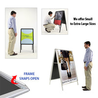 20x28 A-FRAME FLOOR STAND with with RADIUS STYLE SNAP FRAME (not shown to scale)