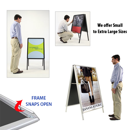 27x39 A-FRAME FLOOR STAND with with RADIUS STYLE SNAP FRAME (not shown to scale)