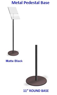 Angled Acrylic Information Holder Floor Stand Display | Pedestal Telescopic Pole + Literature, Catalog Stand with 11" Round Metal Base
