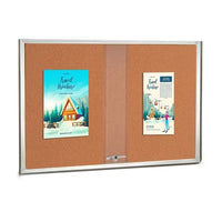 40x40 Indoor Enclosed Bulletin Cork Boards with Sliding Glass Doors
