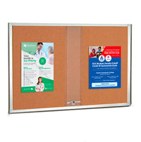 48 x 36 Indoor Enclosed Bulletin Cork Boards with Sliding Glass Doors
