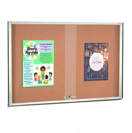 50 x 40 Indoor Enclosed Bulletin Cork Boards with Sliding Glass Doors