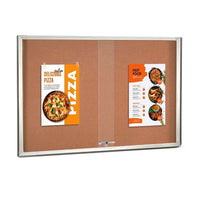 60 x 24 Indoor Enclosed Bulletin Cork Boards with Sliding Glass Doors