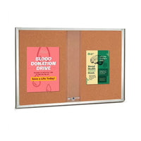 60 x 30 Indoor Enclosed Bulletin Cork Boards with Sliding Glass Doors