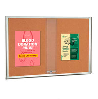 60 x 30 Indoor Enclosed Bulletin Cork Boards with Sliding Glass Doors