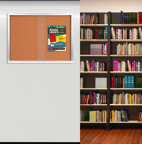 60 x 30 Indoor Enclosed Bulletin Cork Boards with Sliding Glass Doors