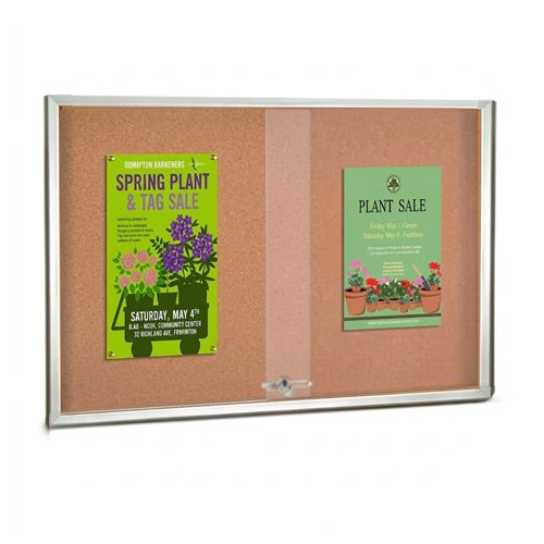 60 x 48 Indoor Enclosed Bulletin Cork Boards with Sliding Glass Doors