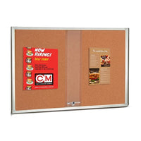72 x 30 Indoor Enclosed Bulletin Cork Boards with Sliding Glass Doors