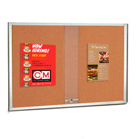 72 x 30 Indoor Enclosed Bulletin Cork Boards with Sliding Glass Doors