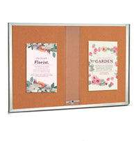 84 x 24 Indoor Enclosed Bulletin Cork Boards with Sliding Glass Doors