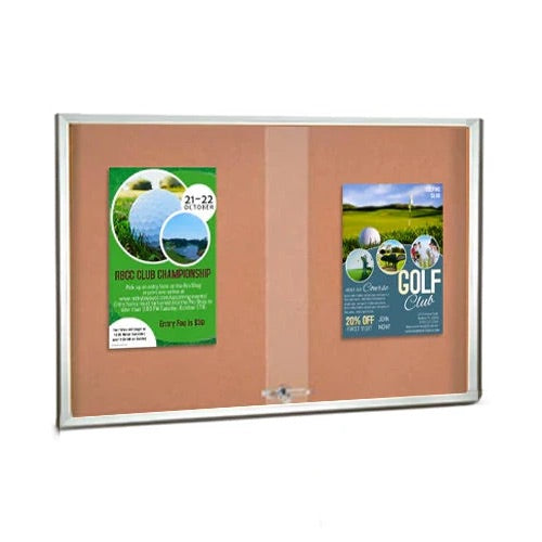 96 x 24 Indoor Enclosed Bulletin Cork Boards with Sliding Glass Doors