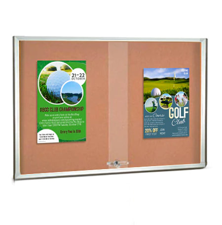 96 x 24 Indoor Enclosed Bulletin Cork Boards with Sliding Glass Doors