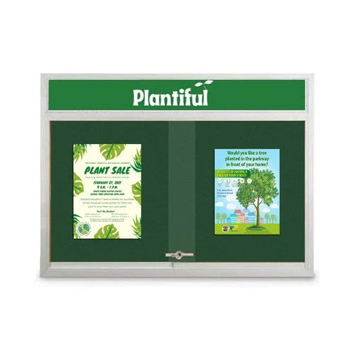 Indoor Bulletin Cork Boards 60" x 30" with Personalized Message Header (2 Sliding Glass Doors)