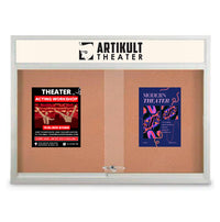 Indoor Bulletin Cork Boards 72" x 24" with Personalized Message Header (2 Sliding Glass Doors)