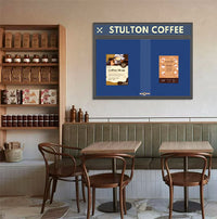 Indoor Bulletin Cork Boards 72" x 30" with Personalized Message Header (2 Sliding Glass Doors)