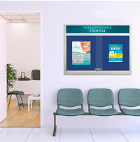 Indoor Bulletin Cork Boards 72" x 36" with Personalized Message Header (2 Sliding Glass Doors)