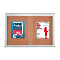 Indoor Enclosed Bulletin Cork Boards 40 x 40 with Sliding Glass Doors (with RADIUS EDGE)