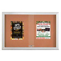 Indoor Enclosed Bulletin Cork Boards 50 x 40 with Sliding Glass Doors (with RADIUS EDGE)