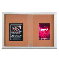 Indoor Enclosed Bulletin Cork Boards 60 x 24 with Sliding Glass Doors (with RADIUS EDGE)