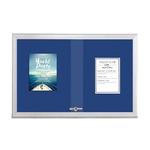 Indoor Enclosed Bulletin Cork Boards 60 x 40 with Sliding Glass Doors + Radius Edge Metal Cabinet Corners