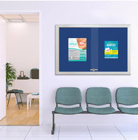 Indoor Enclosed Bulletin Cork Boards 72 x 24 with Sliding Glass Doors (with RADIUS EDGE)