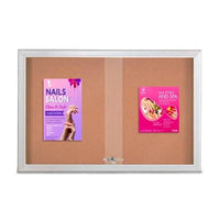 Indoor Enclosed Bulletin Cork Boards 72 x 30 with Sliding Glass Doors (with RADIUS EDGE)