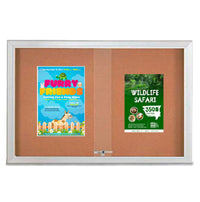 Indoor Enclosed Bulletin Cork Boards 72 x 48 with Sliding Glass Doors and RADIUS EDGE Cabinet Corners