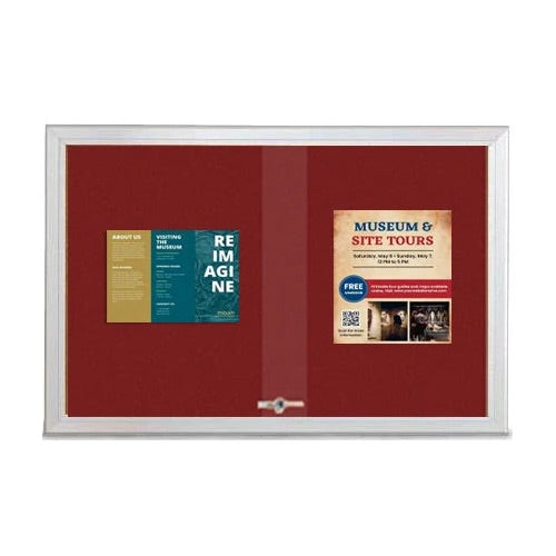 Indoor Enclosed Bulletin Cork Boards 84 x 36 with Sliding Glass Doors (with RADIUS EDGE)