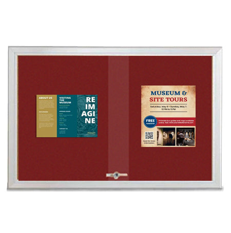 Indoor Enclosed Bulletin Cork Boards 84 x 36 with Sliding Glass Doors (with RADIUS EDGE)