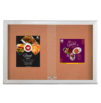 Indoor Enclosed Bulletin Cork Boards 84 x 48 with Sliding Glass Doors (with RADIUS EDGE)
