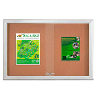 Indoor Enclosed Bulletin Cork Boards 96 x 24 with Sliding Glass Doors (with RADIUS EDGE)
