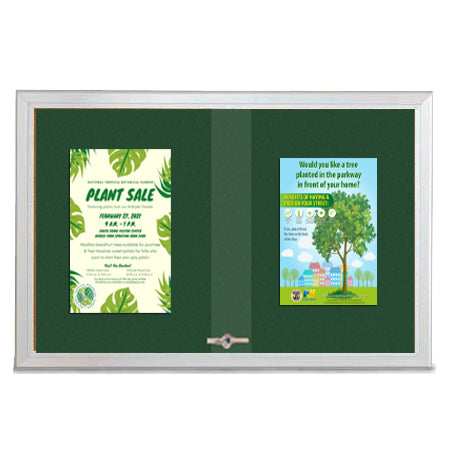 Indoor Enclosed Bulletin Cork Boards 96 x 36 with Sliding Glass Doors (with RADIUS EDGE)