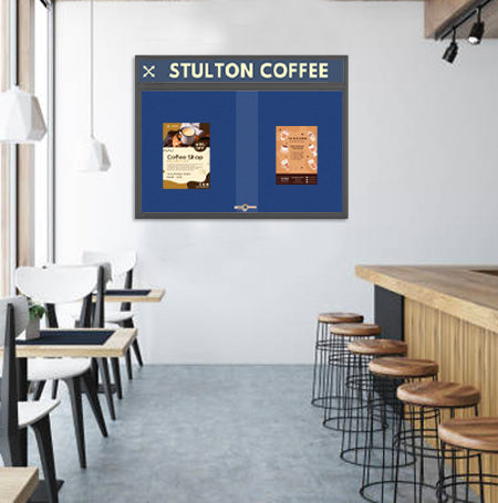 Indoor Bulletin Cork Boards 48x36 with Personalized Header (RADIUS EDGE) (Sliding Glass Doors)