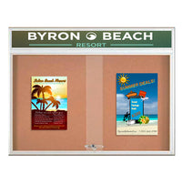 Indoor Bulletin Cork Boards 60x24 with Personalized Header (RADIUS EDGE) (Sliding Glass Doors)