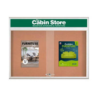 Indoor Bulletin Cork Boards 60x30 with Personalized Header (RADIUS EDGE) (Sliding Glass Doors)