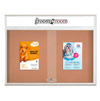 Indoor Bulletin Cork Boards 72x36 with Personalized Header (RADIUS EDGE) (Sliding Glass Doors)
