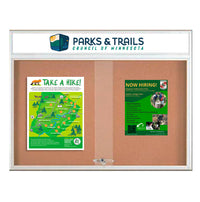 Indoor Bulletin Cork Boards 84x30 with Personalized Header (RADIUS EDGE) (Sliding Glass Doors)