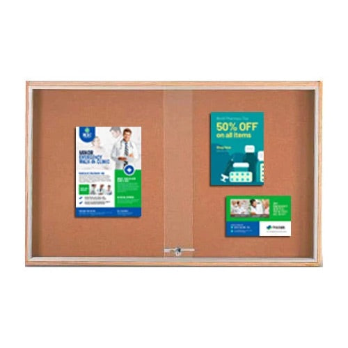 Sliding Glass Doors Indoor 50x40 Enclosed Bulletin Boards (Wood Framed)