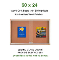 Sliding Glass Doors Indoor 60x24 Enclosed Bulletin Boards (Wood Framed)