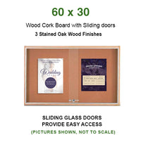 Sliding Glass Doors Indoor 60x30 Enclosed Bulletin Boards (Wood Framed)