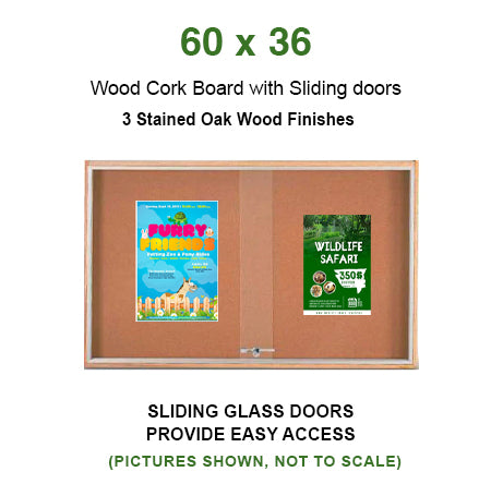 Sliding Glass Doors Indoor 60x36 Enclosed Bulletin Boards (Wood Framed)