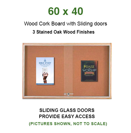 Sliding Glass Doors Indoor 60x40 Enclosed Bulletin Boards (Wood Framed)