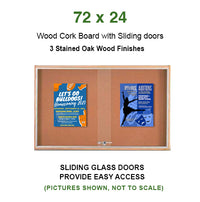 Sliding Glass Doors Indoor 72x24 Enclosed Bulletin Boards (Wood Framed)