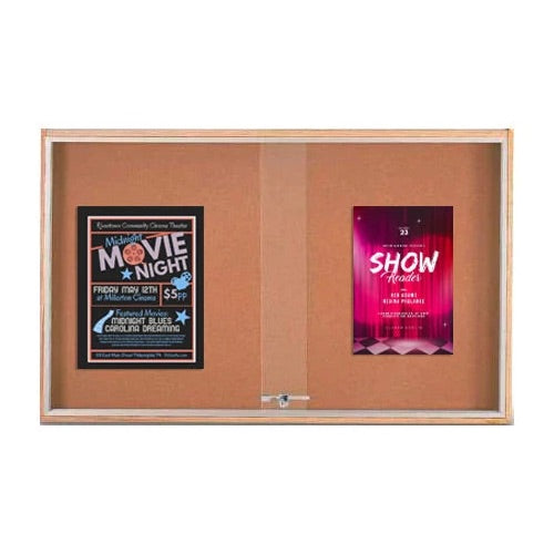Sliding Glass Doors Indoor 72x30 Enclosed Bulletin Boards (Wood Framed)