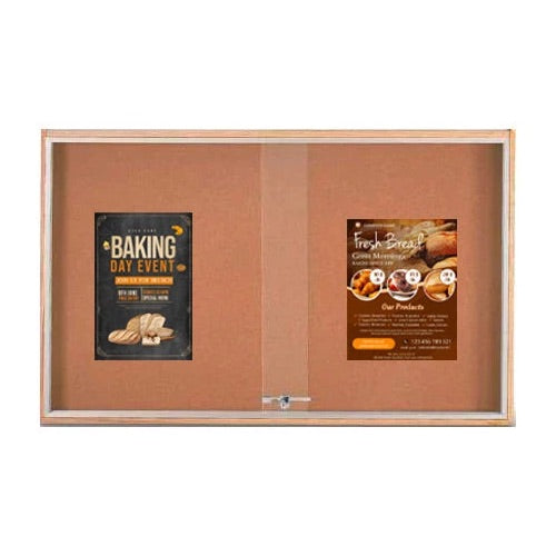 Sliding Glass Doors Indoor 72x48 Enclosed Bulletin Boards (Wood Framed)